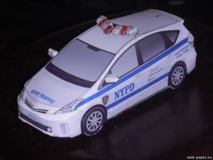 Сборная бумажная модель / scale paper model, papercraft Toyota Prius NYPD Traffic Enforcement 