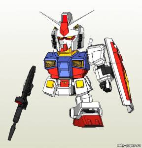 Сборная бумажная модель / scale paper model, papercraft SD RX-78-2 Gundam 