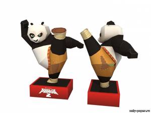 Сборная бумажная модель / scale paper model, papercraft Kicking Po - Kung Fu Panda 2 (Paper-replika) 