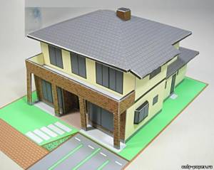 Модель домика в Японии из бумаги/картона