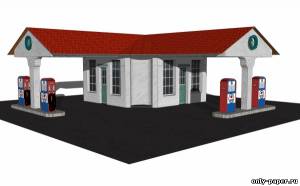 Сборная бумажная модель / scale paper model, papercraft Автозаправочная станция / Gasoline Station 