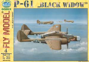 Сборная бумажная модель / scale paper model, papercraft P-61 Black Widow (Fly Model 004) 