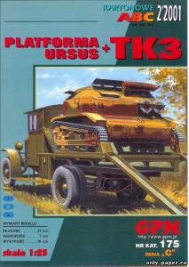 Модель танкетки TK3 и грузовика Ursus A из бумаги/картона