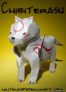Сборная бумажная модель / scale paper model, papercraft Аниме волк / Chibiterasu 
