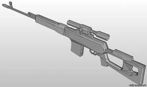 Модель снайперской винтовки Драгунова (СВД) из бумаги/картона