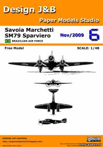 Сборная бумажная модель / scale paper model, papercraft Savoia Marchetti SM79 Sparviero (Design J&B) 