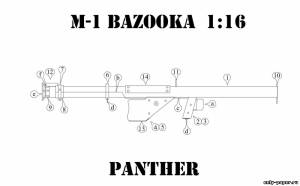 Сборная бумажная модель / scale paper model, papercraft M1 Bazooka (PMSK) 