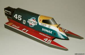 Сборная бумажная модель / scale paper model, papercraft Гоночная лодка F-1 / Racing Boat F-1 (Bestpapermodels) 