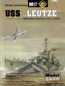 Модель эсминца USS Leutze из бумаги/картона