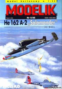 Сборная бумажная модель / scale paper model, papercraft Heinkel He-162 A-2 Salamander (Modelik 9/1998) 