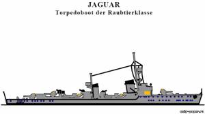 Сборная бумажная модель / scale paper model, papercraft Миноносец "Ягуар" / Jaguar Torpedoboot (WHM 1219) 