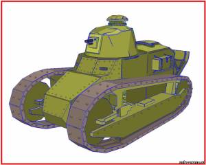 Модель легкого танка FT-17 из бумаги/картона