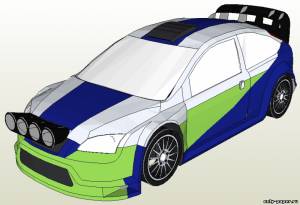 Сборная бумажная модель / scale paper model, papercraft Ford Focus WRC 2006 (di-3) 