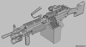 Модель ручного пулемета M249 из бумаги/картона