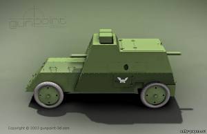 Модель бронеавтомобиля Руссо-Балт из бумаги/картона