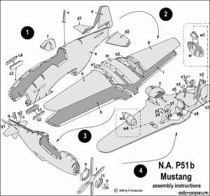 Сборная бумажная модель / scale paper model, papercraft P-51B/D Mustang 