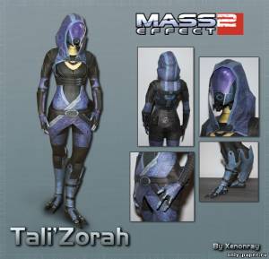 Сборная бумажная модель / scale paper model, papercraft Tali Zorah (Mass Effect 2) 