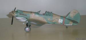 Сборная бумажная модель / scale paper model, papercraft Истребитель Curtiss P-40C Warhawk 