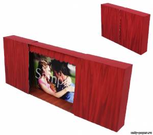 Сборная бумажная модель / scale paper model, papercraft Раздвижная рамка для фотографии в форме театрального занавеса / Photo box Theater 