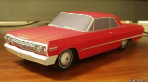 Сборная бумажная модель / scale paper model, papercraft Chevrolet Impala 1963 