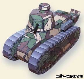 Модель танка Renault FT-17 из бумаги/картона