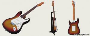 Сборная бумажная модель / scale paper model, papercraft Fender Stratocaster [Canon Papercraft] 