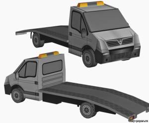 Сборная бумажная модель / scale paper model, papercraft Vauxhall Movano Car Transporter 