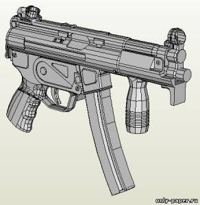 Модель пистолета-пулемета H&K MP5K из бумаги/картона