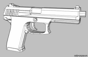 Модель пистолета H&K Mk23 из бумаги/картона