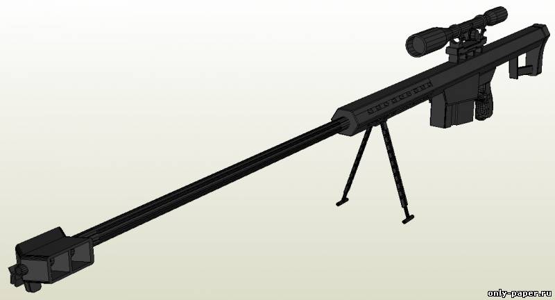 Barrett M82A1 Rifle из бумаги, модели сборные бумажные скачать бесплатно.  Papercraft, scale paper model free download template.